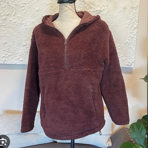 Girlfriend Collective Raisin Recycled Half-Zip Fleece Sherpa Jacket NEW $138 - Picture 5 of 6